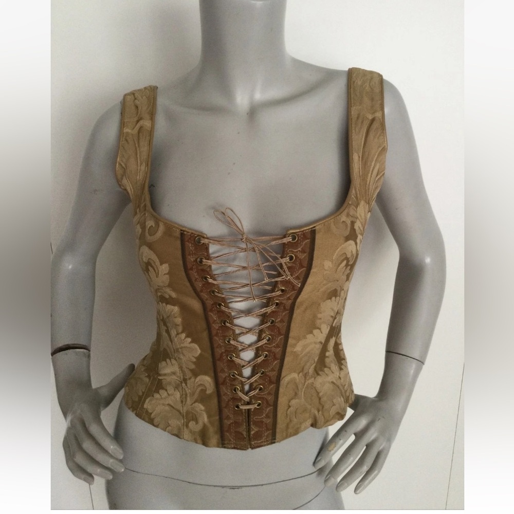 GIGI CLARK Vintage Gold/Brown Floral Corset Size S
